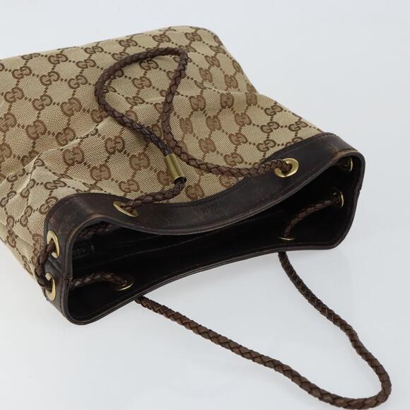 GUCCI GG Canvas Shoulder Bag Beige Gold - Picture 6 of 12